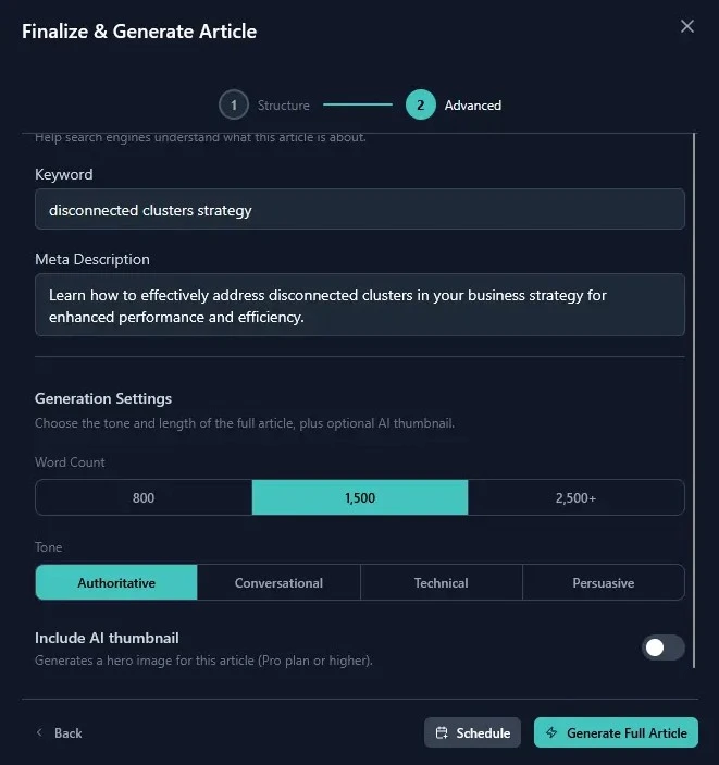 Audience and goal targeting in RankAhead